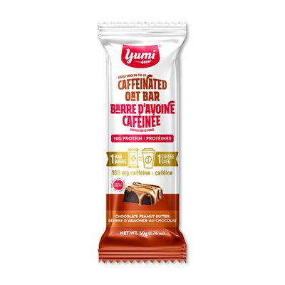 YUMI BARRES D'AVOINE CAFÉINÉES- BEURRE D'ARACHIDE AU CHOCOLAT 50g YUMI BARRES D'AVOINE CAFÉINÉES- BEURRE D'ARACHIDE AU CHOCOLAT 50g