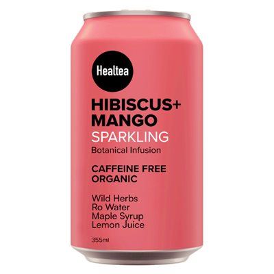 Healtea Organic Hibiscus Mango Sparkling Infusion 355ml