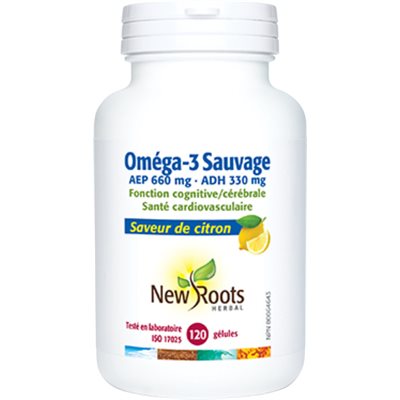 New Roots Wild Omega 3 EPA 660 mg DHA 330 mg Lemon Flavour 120 softgels