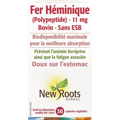 New Roots Herbal Fer Héminique Bovin 30caps