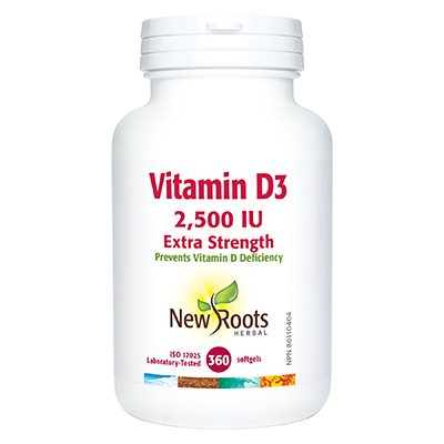 New Roots Vitamin D3 2,500 IU Extra Strength 360 softgels