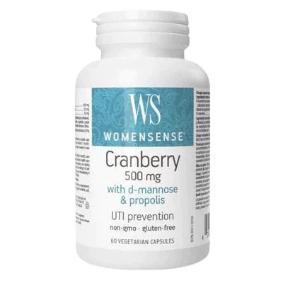 WomenSense Canneberge 500 mg avec D-mannose et propolis 500 mg 60 capsules végétariennes