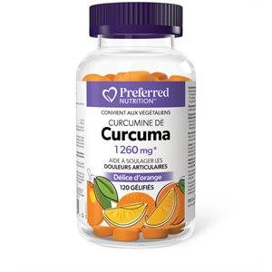 preferred nutrition Curcumine de Curcuma 1260 mg 120 gélifiés (délice d'orange)