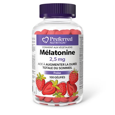 preferred nutrition mélatonine 2.5mg 100 gélifiés (fraise)