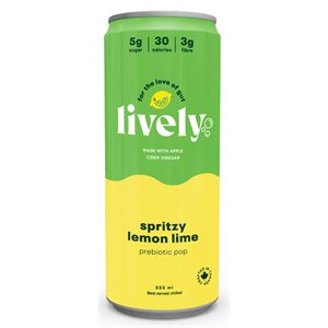 Lively Soda prébiotique spritzy lemon lime 355ml