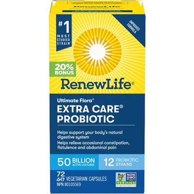 Renewlife Ultimate Flora Extra Care Probiotic 50billion cultures 72capsules