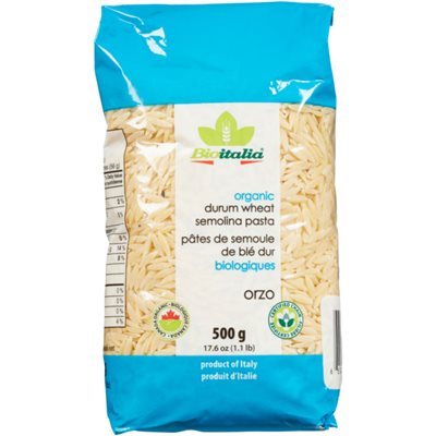 Bioitalia Organic Durum Wheat Semolina Pasta Orzo 500 g 500G