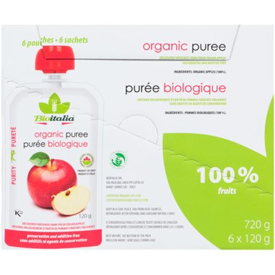 Bioitalia Purée Biologique Pomme 6 Sachets x 120 g (720 g)