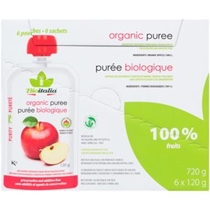 Bioitalia Organic Puree Apple 6 Pouches x 120 g (720 g) 6x120g