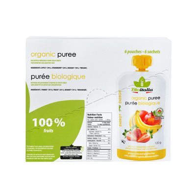 Bioitalia Purée Biologique Pomme, Fraise et Banane 120 g