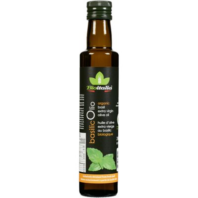 Bioitalia Basilic Olio Huile d'Olive Extra Vierge au Basilic Biologique 250 ml