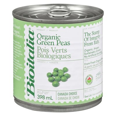 Bioitalia petits pois verts biologique 398ml