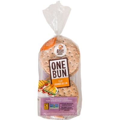 Ozery Bakery One Bun 8 Pains Minces pour Sandwiches Graines de Lin 600 g