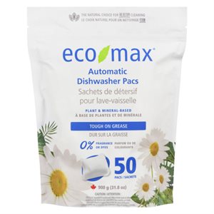 Ecomax Fragrance-Free Automatic Dishwasher Pacs (50 pacs)