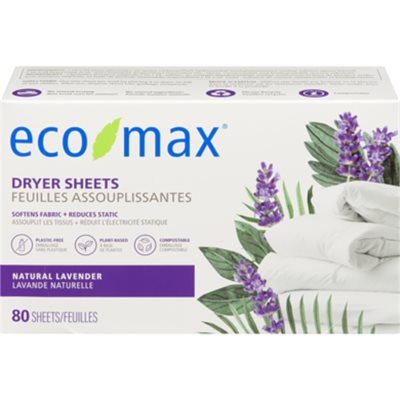 ecomax feuilles assouplissantes lavande naturelle 80 feuilles