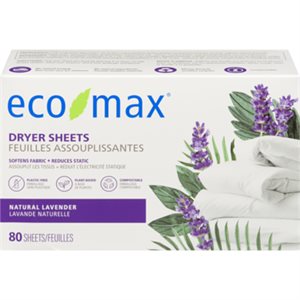 ecomax dryer sheets natural lavender 80 sheets