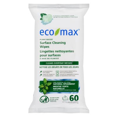 Eco-Max Spearmint Surface Cleaning Wipes 60Ct