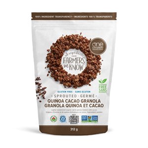 One Degree Organic Foods Sprouted Oat Granola Quinoa Cacao Cereal 312 g 