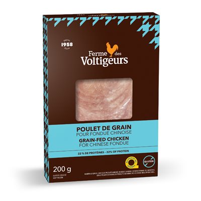 Ferme des Voltigeurs - Fondue poulet de grain CONGELÉ 200g