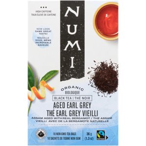 Numi Black Tea Aged Earl Grey Organic 18 Non GMO Tea Bags 