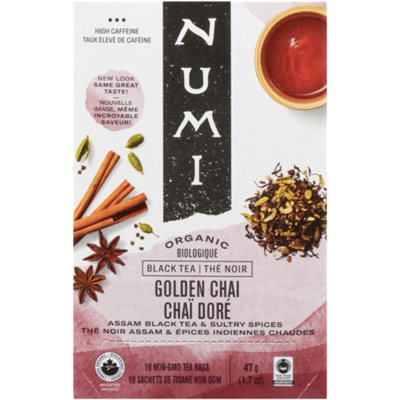 Numi Thé Noir Chaà¯ Doré Biologique 18 Sachets de Tisane Non OGM 47 g