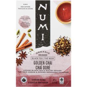 Numi Black Tea Golden Chai Organic 18 Non GMO Tea Bags 47 g 47g