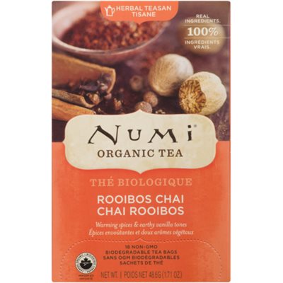 Numi Tisane Rooibos Chaà¯ Biologique 18 Sachets de Tisane Non OGM 49 g