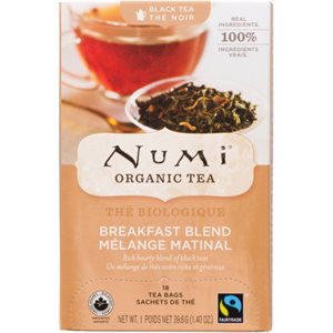 Numi Black Tea Breakfast Blend Organic 18 Non GMO Tea Bags 