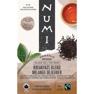 Numi Thé Noir Mélange Déjeuner Biologique 18 Sachets de Thé Non OGM 40 g