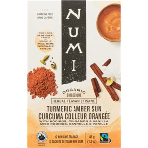 Numi Herbal Teasan Turmeric Amber Sun Organic 12 Non GMO Tea Bags 41 g 41g