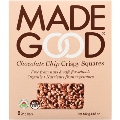 Made Good Carrés Croustillants aux Pépites de Chocolat 6 Barres x 22 g (132 g)