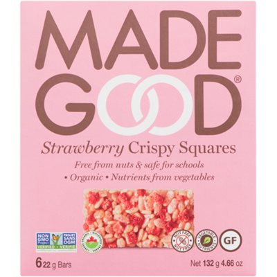 Made Good Carrés Croustillants aux Fraises 6 Barres x 22 g (132 g)