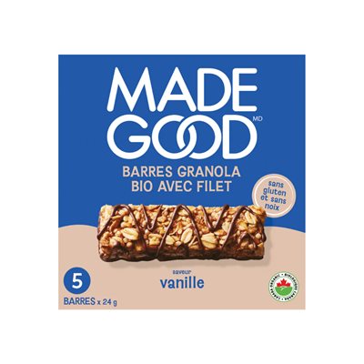 Made Good Barres Granola avec Filet de Chocolat Saveur Vanille 5 Barres x 24 g (120 g) bio