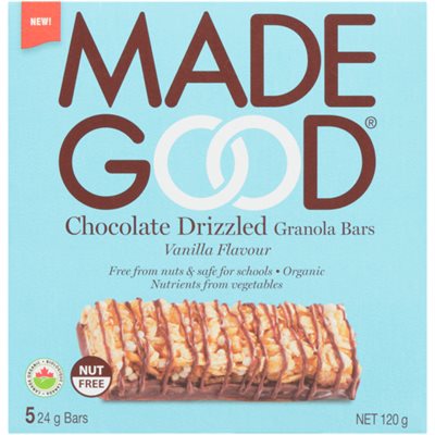 Made Good Organic Chocolate Drizzled Granola Bars Vanilla Flavour 5 Bars x 24 g (120 g)