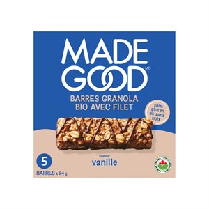 Made Good Barres Granola avec Filet de Chocolat Saveur Vanille 5 Barres x 24 g (120 g) bio