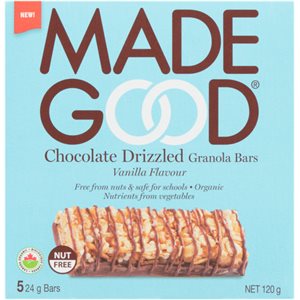 Made Good Barres Granola avec Filet de Chocolat Saveur Vanille 5 Barres x 24 g (120 g)