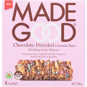 Made Good Barres Granola avec Filet de Chocolat Saveur Gâteau d'Anniversaire 5 Barres x 24 g (120 g) bio