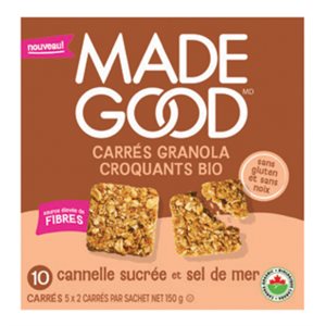 Made Good Carrés Granola Croquants Cannelle Sucrée Et Sel De Mer Bio 150g