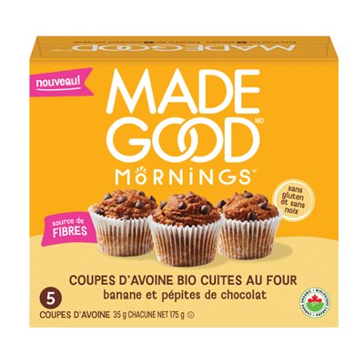 Made Good Organic Banana Chocolate Chips Baked Oat Cups 175G