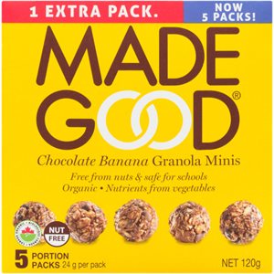 Made Good Granola Minis Chocolate Banana 5 Portion Packs x 24 g (120 g) 120g