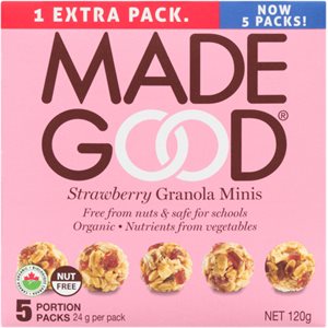 Made Good Bouchées Granola Fraise 5 Emballages d'Une Portion x 24 g (120 g) bio