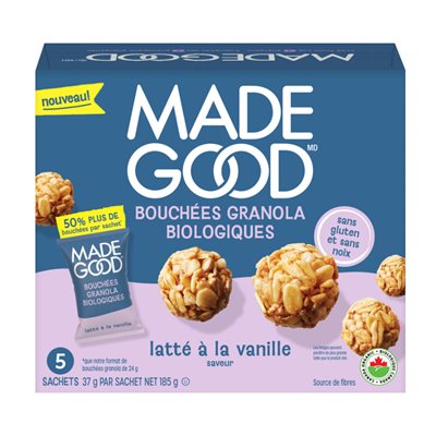Made Good Bouchées Granola Latté À La Vanille Biologique 185G Made Good Bouchées Granola Latté À La Vanille Biologique 185G
