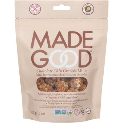 Made Good Mini-Barres Granola Grains de Chocolat 100 g