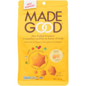 Made Good Craquelins Soufflés en Forme d'étoile Arôme de Cheddar 121 g bio