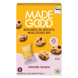 Made Good Mini-Biscuits Moelleux Chocolat Banane 5 Emballages d'une Portion x 24 g (120 g) bio