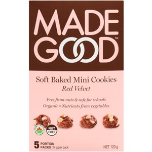 Made Good Soft Baked Mini Cookies Red Velvet 5 Portion Packs x 24 g (120 g) 120g