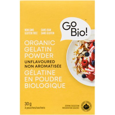 GoBio! Organic Gelatin Powder Unflavoured 3 Pouches 30 g