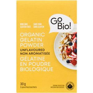 GoBio! Gélatine en Poudre Biologique Non Aromatisée 3 Sachets 30 g