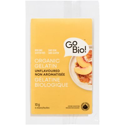 GoBio! Gélatine Biologique Non Aromatisée 6 Feuilles 10 g