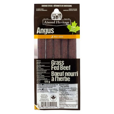 Atwood Heritage Saussage Stick Beef Angus Mild Grass Fed 125g